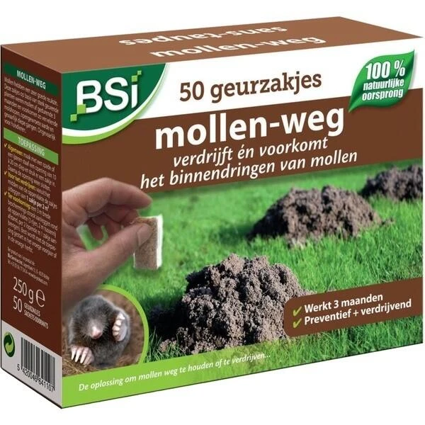 BSI Anti-mollen Geurzakjes - Wateroplosbaar - Set Van 50 Stuks 3 BSI Anti-mollen Geurzakjes - Wateroplosbaar - Set Van 50 Stuks